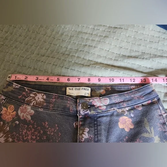 Free People Floral Flare Jeans - Gray and Pink - Picture 5 of 6